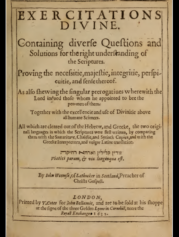 Book Cover: Exercitations Divine