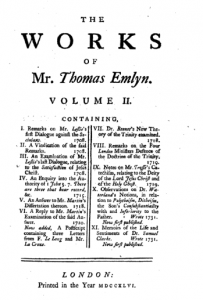 Book Cover: The works of Unitarian Thomas Emlyn Volume 2