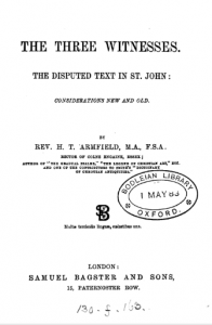 Book Cover: The three witnesses, the disputed text in st. John